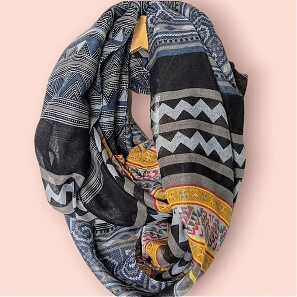 Geometric Print Sheer Infinity Scarf - Picture 1 of 14